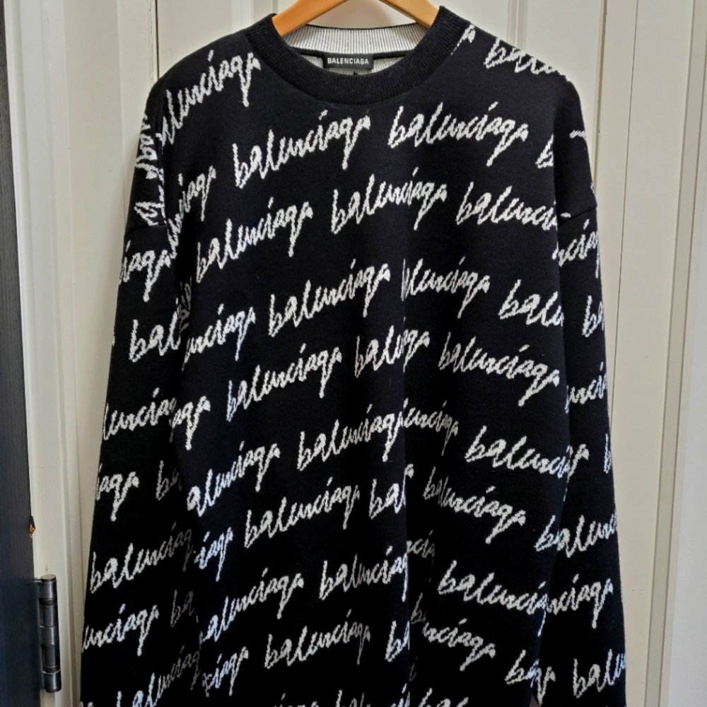 Balenciaga Allover Logo Jumper Sweater XS